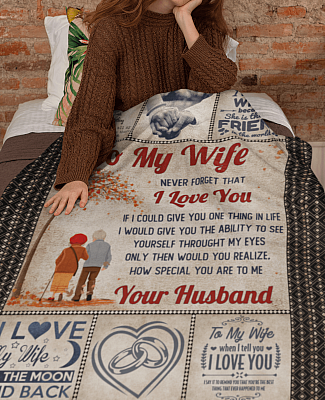 Alternative view of To My Wife Never Forget That I Love You Your Husband Fleece Blanket - Premium Sherpa Blanket - Woven Blanket