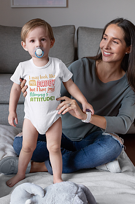 Alternative view of I May Look Like My Daddy But I Have My Mommy's Attitude Baby Onesie - Baby Infant Bodysuit