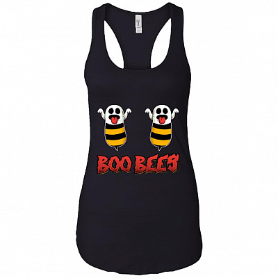 Boo Bees Funny Halloween Ghost Cotton Tank Top Tee - Ladies Racerback Tank