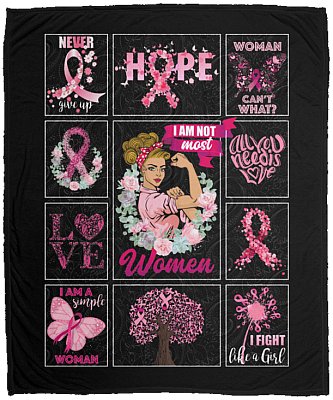 I Am Not Most Women Breast Cancer Fleece Blanket - Premium Sherpa Blanket - Woven Blanket