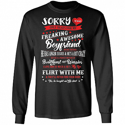 My Heart Only Beats For My Freaking Awesome Boyfriend Hoodie - Sweatshirt - Long Sleeve
