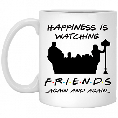 Happiness Is Watching TV Sitcom Show With Friends Again and Again Fun Watching TV Mug Water Bottle Beer Stein