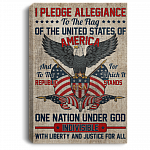 One-Nation Under God Justice-for-All Framed Canvas Prints - Unframed Poster - Patriotic Canvas Art