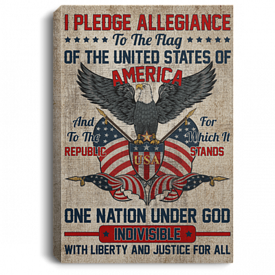 One-Nation Under God Justice-for-All Framed Canvas Prints - Unframed Poster - Patriotic Canvas Art