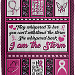 They Whispered To Her You Can't With Stand The Storm Breast Cancer Fleece Blanket - Premium Sherpa Blanket