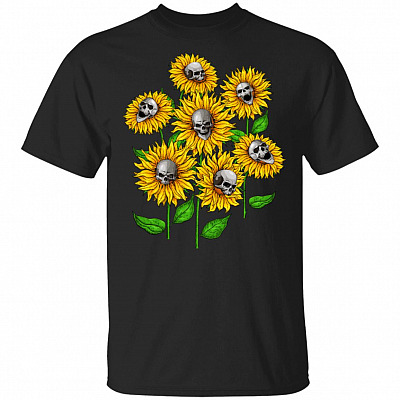Sunflower Skull Funny T-Shirt