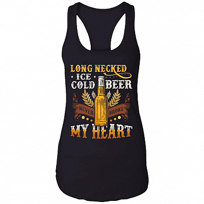 Long-Neck Ice-Cold Beer Never Broke My Heart Tank Top - Racerback Tank