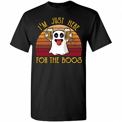 Vintage I'm Just Here For The Boos Funny Halloween T-Shirt For Beer Lovers