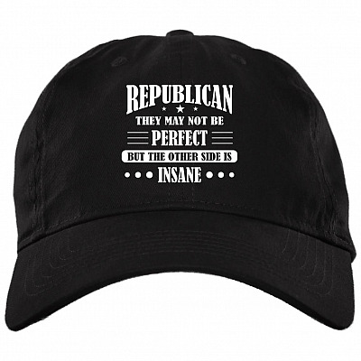 Republican They May Not Be Perfect But The Other Side Is Insane Twill Cap - High-Profile Snapback Hat