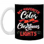 My Favorite Is Color Christmas Lights Ceramic Coffee Mug - Beer Stein -Water Bottle