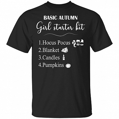 Basic Autumn Girl Started Kit Hocus Blanket Candles Pumpkins T-Shirt