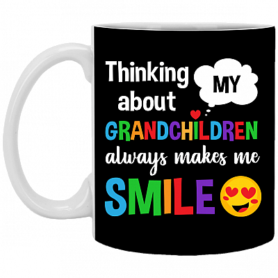 Thinking About My Grandchildren Always Makes Me Smile Ceramic Coffee Mug - Beer Stein -Water Bottle
