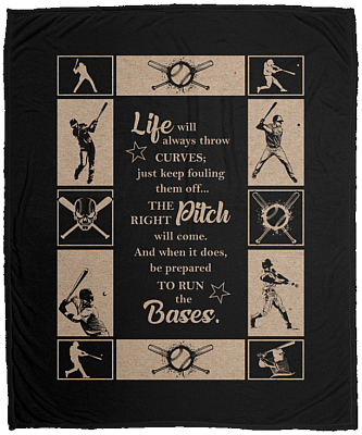 Life Will Always Throw Curves Baseball Fleece Blanket - Premium Sherpa Blanket - Woven Blanket