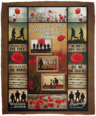 Alternative view of Thank You Veteran Blanket