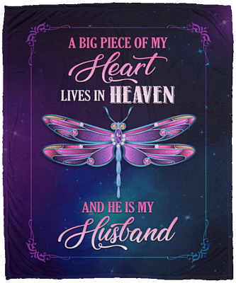 A Big Piece Of My Heart Lives In Heaven And He Is My Husband Fleece Blanket - Premium Sherpa Blanket