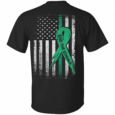 American Flag End The Stigma Print On Back Only - Plain Front T-Shirt