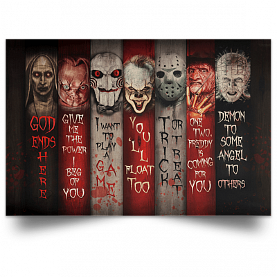 Alternative view of Nun Chucky Billy Penny Jason Freddy Pinhead Halloween Quote Framed Canvas Prints - Unframed Poster