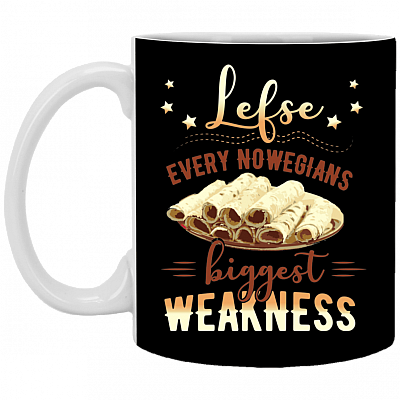 Lefse Every Norwegians Biggest Weakness Ceramic Coffee Mug - Beer Stein - Water Bottle