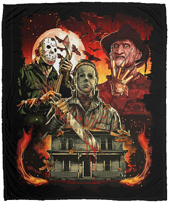 Horror Halloween Movies Characters Fleece Blanket-Premium Sherpa Blanket-Woven Blanket - Horror Movie Blanket