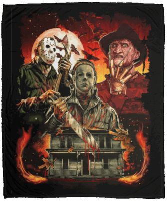 Horror Halloween Movies Characters Fleece Blanket-Premium Sherpa Blanket-Woven Blanket - Horror Movie Blanket