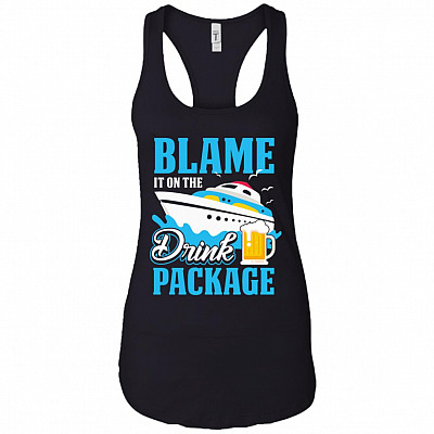 Blame It On The Drink Beer Package Cotton Tank Top Tee - Ladies Racerback Tank