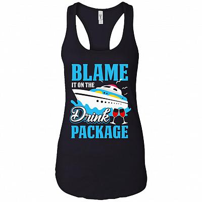 Blame It On The Drink Wine Package Cotton Tank Top Tee - Ladies Racerback Tank