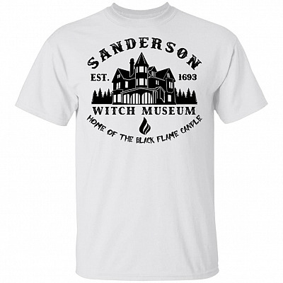Sanderson EST. 1693 Witch Museum Home Of the Black Flame Candle T-shirt - Hocus V-neck