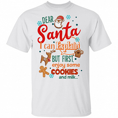 Dear Santa I Can Explain But First Enjoy Some Cookies And Milk Youth T-Shirt For Kids