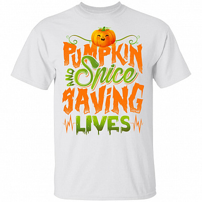 Pumpkin Spice And Saving Lives T-Shirt - Cute Halloween Nurse Shirt