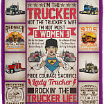 I'm the Trucker Not the Trucker's Wife Fleece Blanket - Premium Sherpa Blanket - Woven Blanket