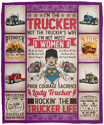 I'm the Trucker Not the Trucker's Wife Fleece Blanket - Premium Sherpa Blanket - Woven Blanket