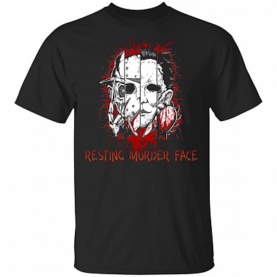 Resting Murder Face Michael Jason Freddy Leather Halloween T-Shirt