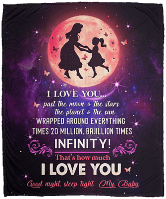 I Love You Past The Moon And The Stars Fleece Blanket - Premium Sherpa Blanket - Woven Blanket