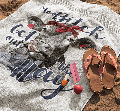 Alternative view of Moo Bit-Ch Get Out the Hay Towel Microfiber Beach Towel - Bath Towel - Sand Free Towel - Best for Kitchen