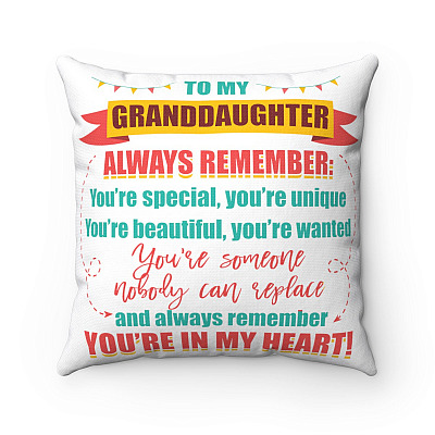 To My Granddaughter Always Remember Youre in My Heart Throw Pillow-Decorative Pillow-Indoor Outdoor Cushion