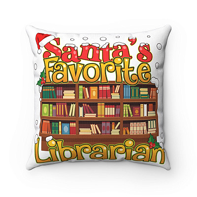 Santa's Favorite Librarian Throw Pillow - Decorative Pillow - Indoor Outdoor Cushion