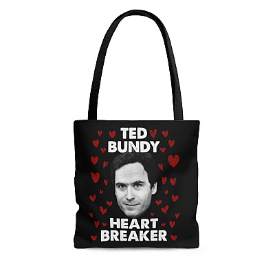 Ted Bundy Heart Breaker Funny Killer All Over Print Tote Bag - Shoulder Bag - Grocery Shopping Bag