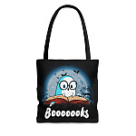 Booooooks Book Lovers Cute Ghost Halloween Tote Bag - Shoulder Bag - Reuseable Shopping Bag