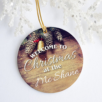 Alternative view of Welcome to the Christmas At Personalized Decorative Christmas Ornament - Circle Porcelain Ceramic Ornament