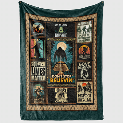 Alternative view of Don't Stop Believin' Bigfoot Hiking Fleece Blanket - Premium Sherpa Blanket