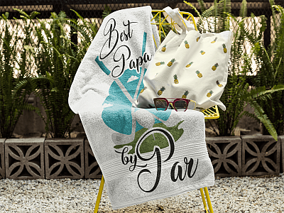 Alternative view of Best Papa By Par Funny Golf Bath Towel Decor - Beach Towel