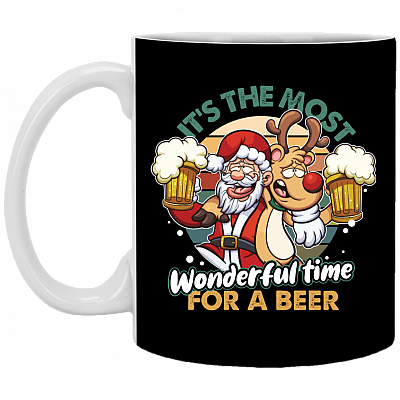 It's The Most Wonderful Time For A Beer Xmas Ceramic Coffee Mug - Beer Stein - Water Bottle