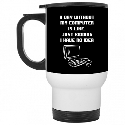 14 oz. White Travel Mug