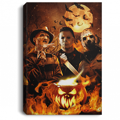 Halloween Horror Movie Michael Freddy Jason Framed Canvas Prints - Unframed Poster - Home Decor Wall Art