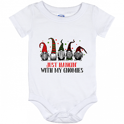 Just Hangin' With My Gnomies Christmas Baby Onesie - Baby Infant Bodysuit