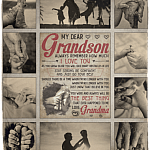 To My Dear Grandson Always Remember How Much I Love You Fleece Blanket - Premium Sherpa Blanket-Woven Blanket