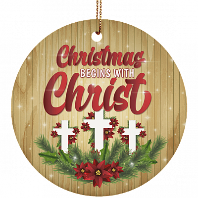 Christmas Begins With Christ John 3:16 Tree Decorative Christmas Flat Circle Porcelain Ceramic Ornament Keepsake