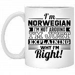 I'm Norwegian I'm Not Arguing I'm Just Explainning Why I'm Right Coffee Mug - Beer Stein - Water Bottle