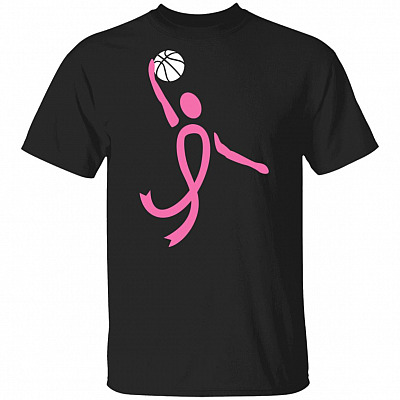 Womens Basketball Pink Ribbon Breast Cancer Awareness Sport Gift T-Shirt