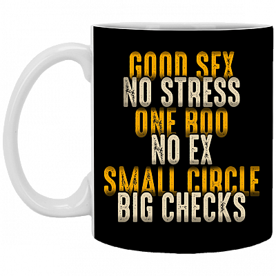 Good Sex No Stress One Boo No Ex Small Circle Big Checks Ceramic Coffee Mug - Beer Stein - Water Bottle